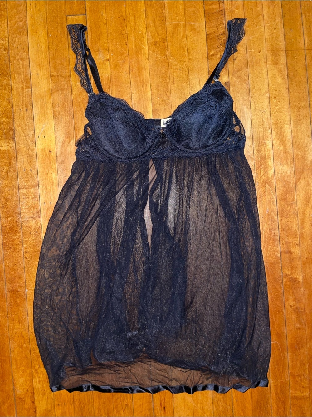 Felina Sheer Black Lace Babydoll Lingerie